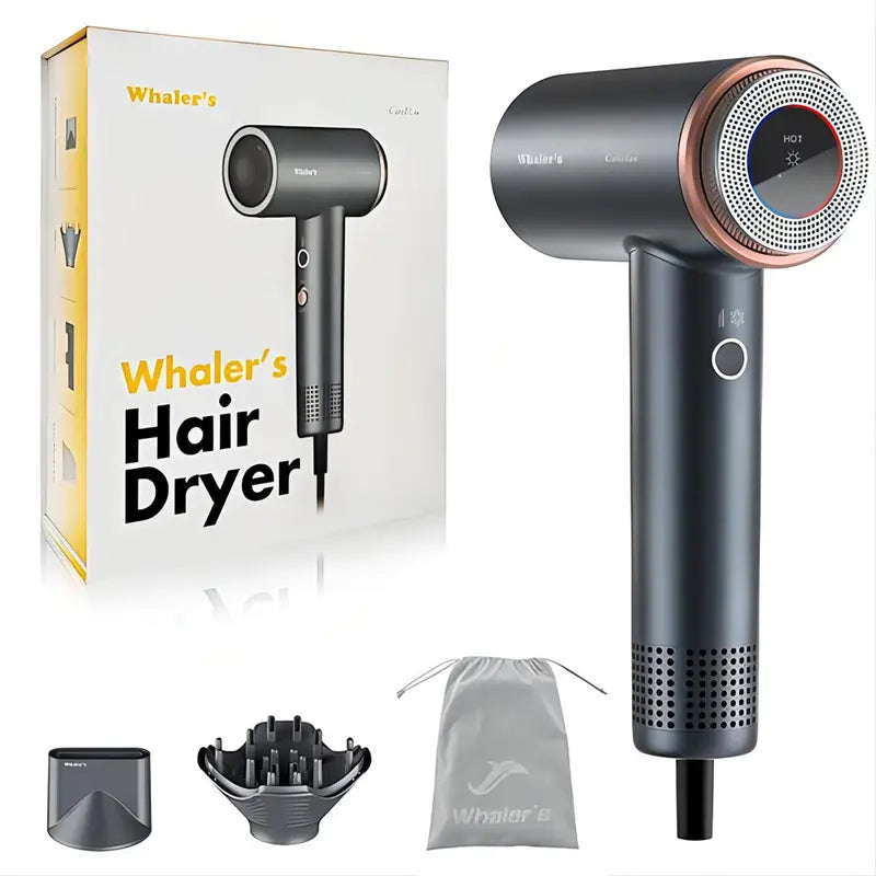 Whaler'S Professional High Speed Anion Hair Dryer - 110,000RPM, 23M/S Wind Speed, 300 Million Negative Ions, 8 Layers of Noise Damping Technology - Ideal for Home, Travel, and Gift